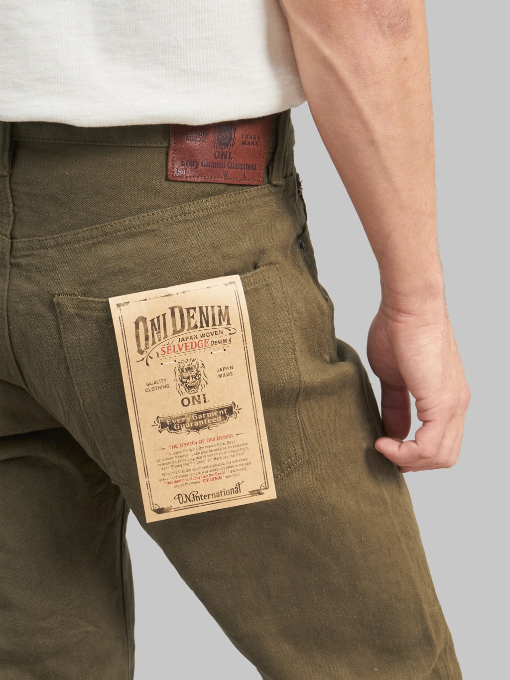 ONI Denim 246-OLOL "Olive Warp And Weft" 12oz Neat Straight Jeans