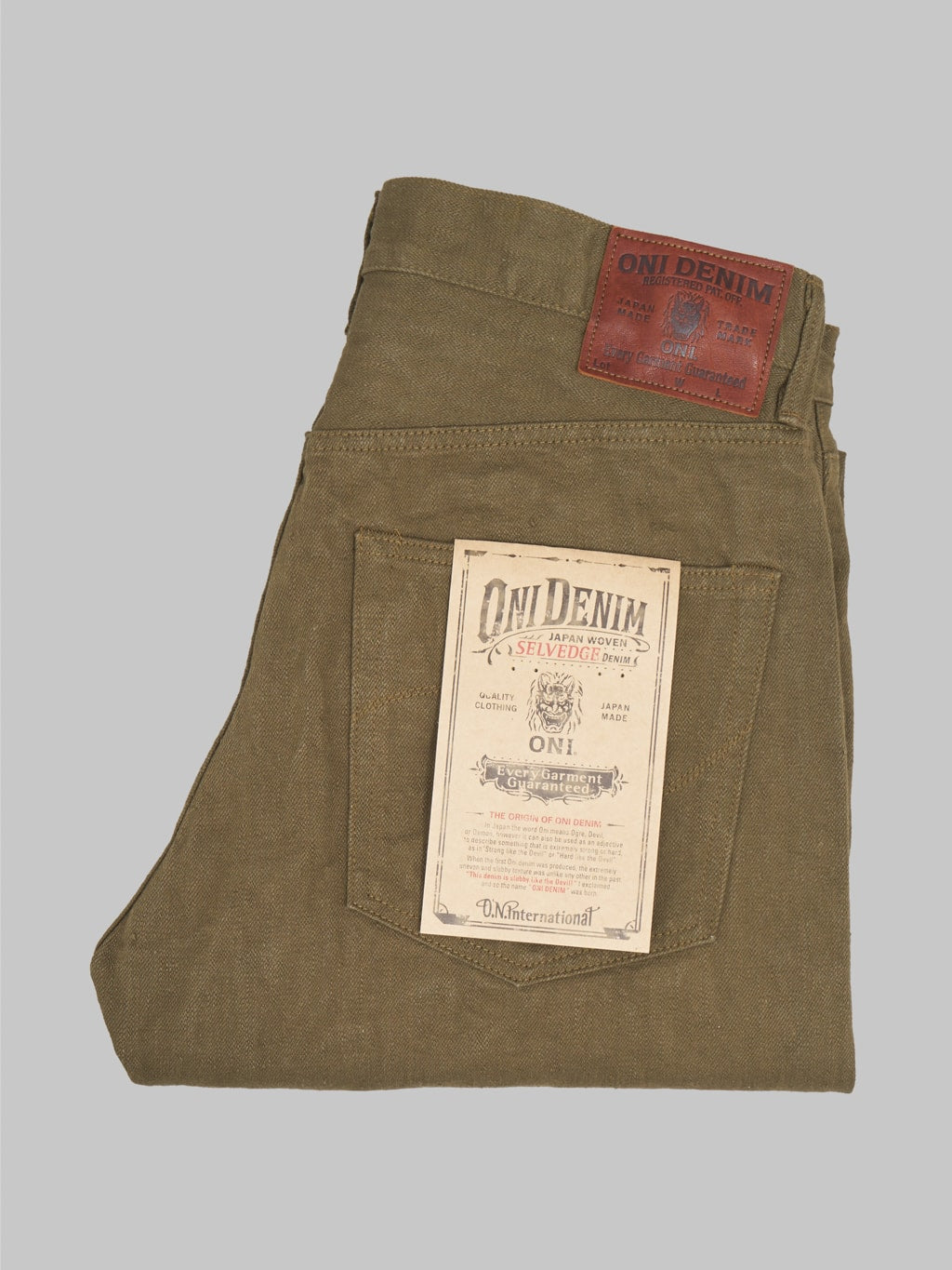 ONI Denim 246-OLOL "Olive Warp And Weft" 12oz Neat Straight Jeans