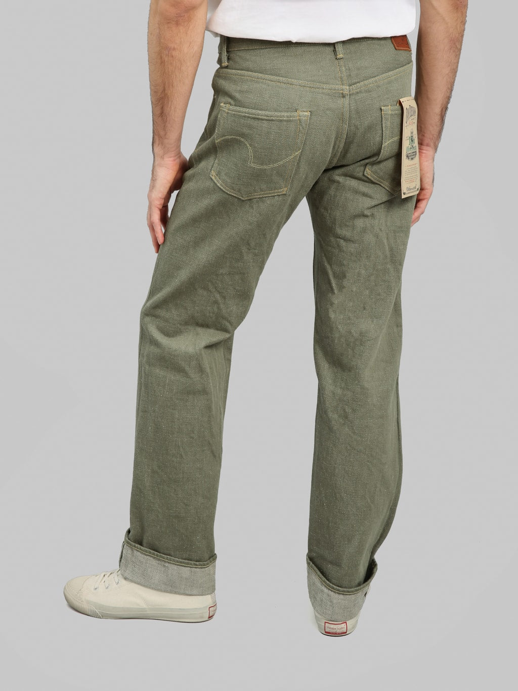 ONI Denim 266 OLD18 Olive Denim Straight Jeans back styled