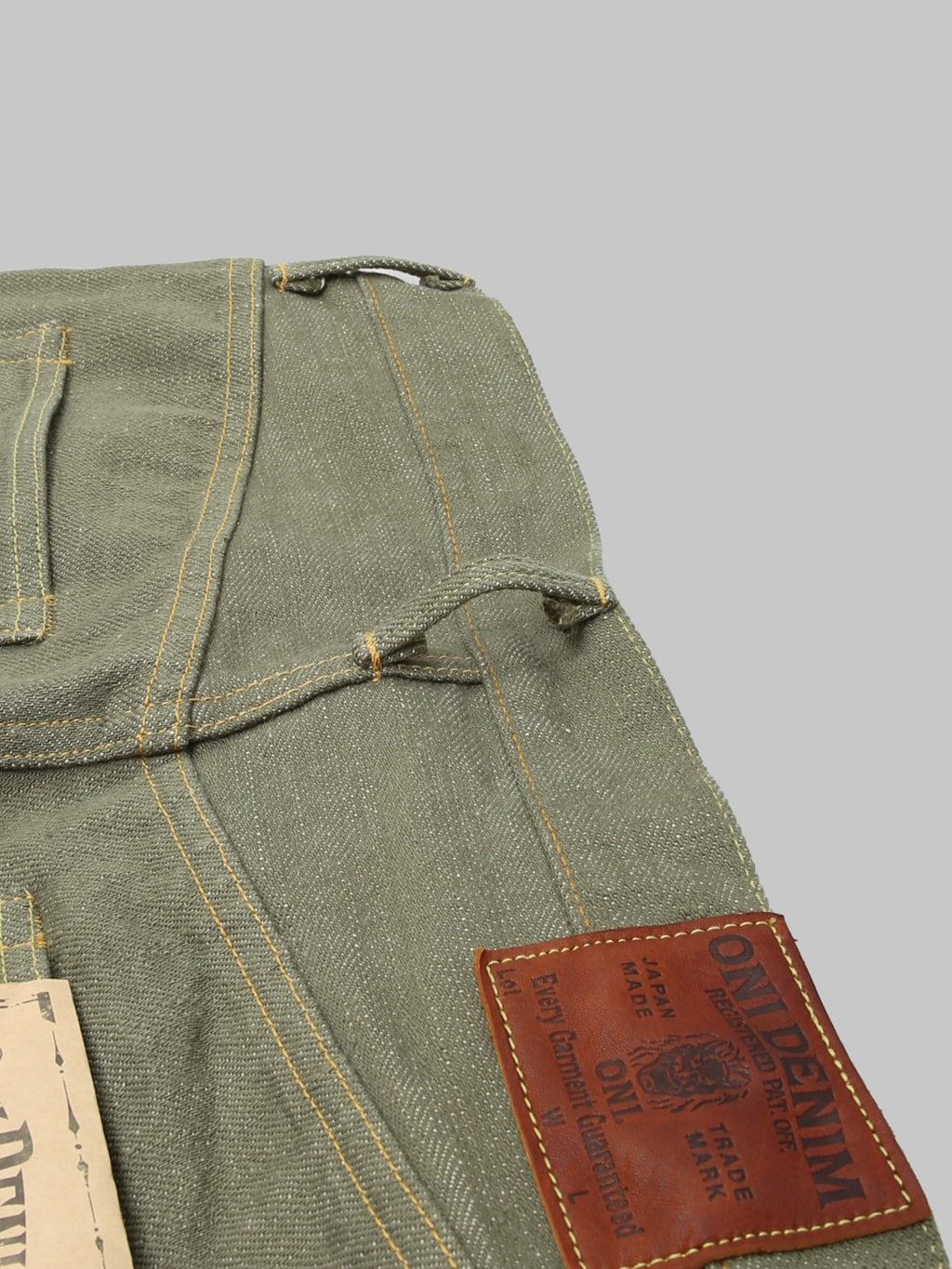 ONI Denim 266 OLD18 Olive Denim Straight Jeans belt loop