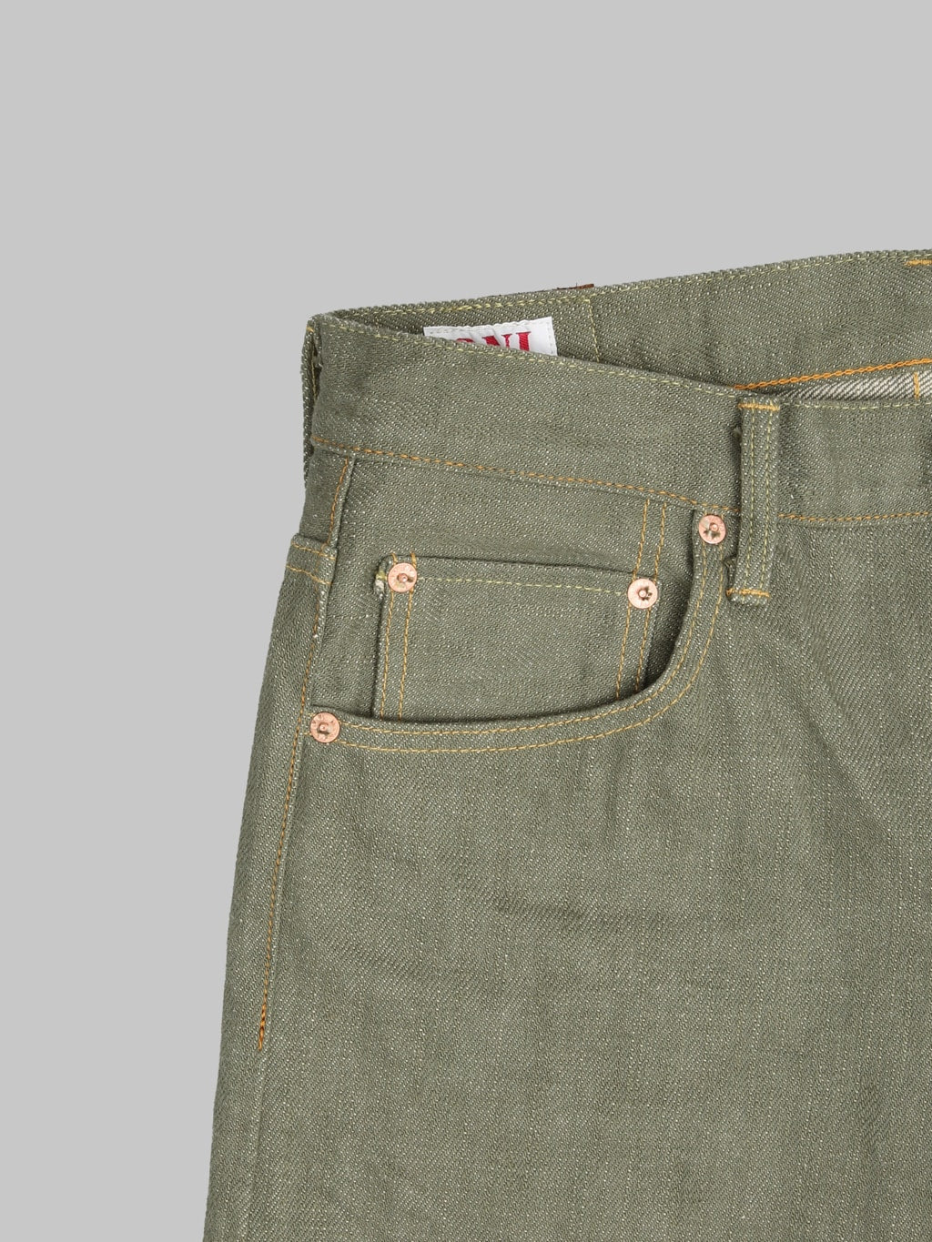 ONI Denim 266 OLD18 Olive Denim Straight Jeans coin pocket
