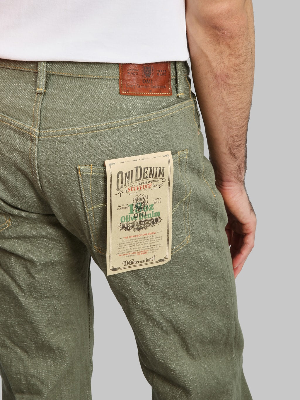 ONI Denim 266 OLD18 Olive Denim Straight Jeans pocket