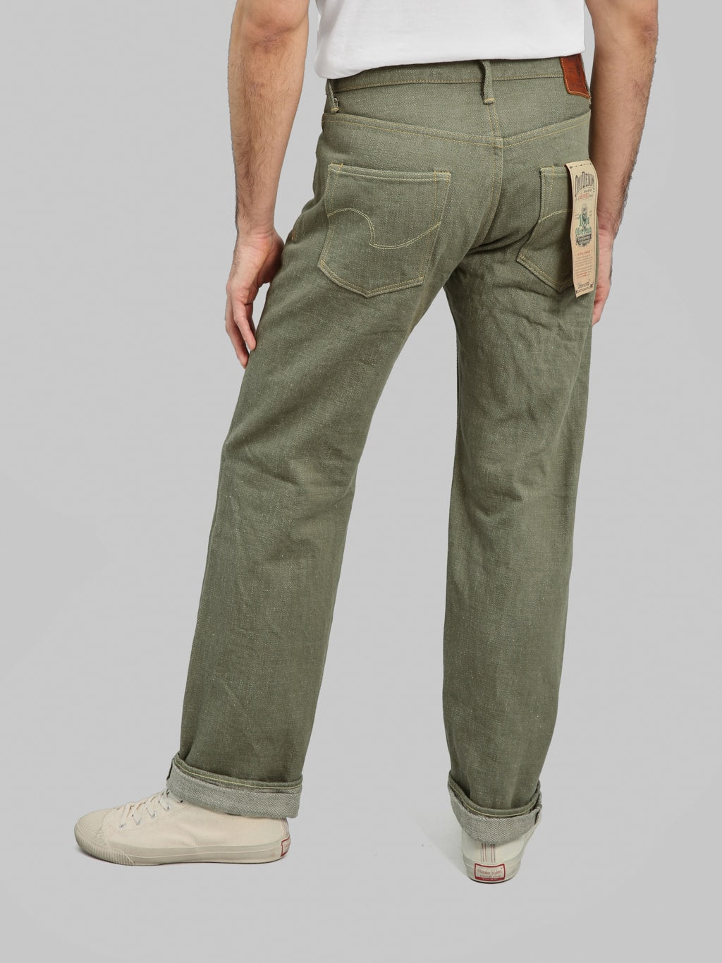 ONI Denim 270 OLD18 Olive Denim 18oz Neat Straight Jeans back fit