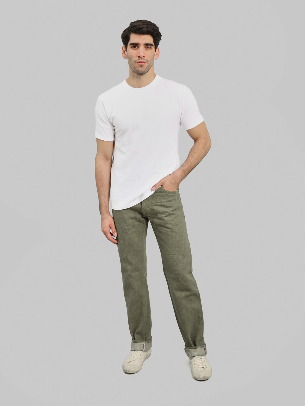 ONI Denim 270 Olive 18oz Neat Straight Jeans