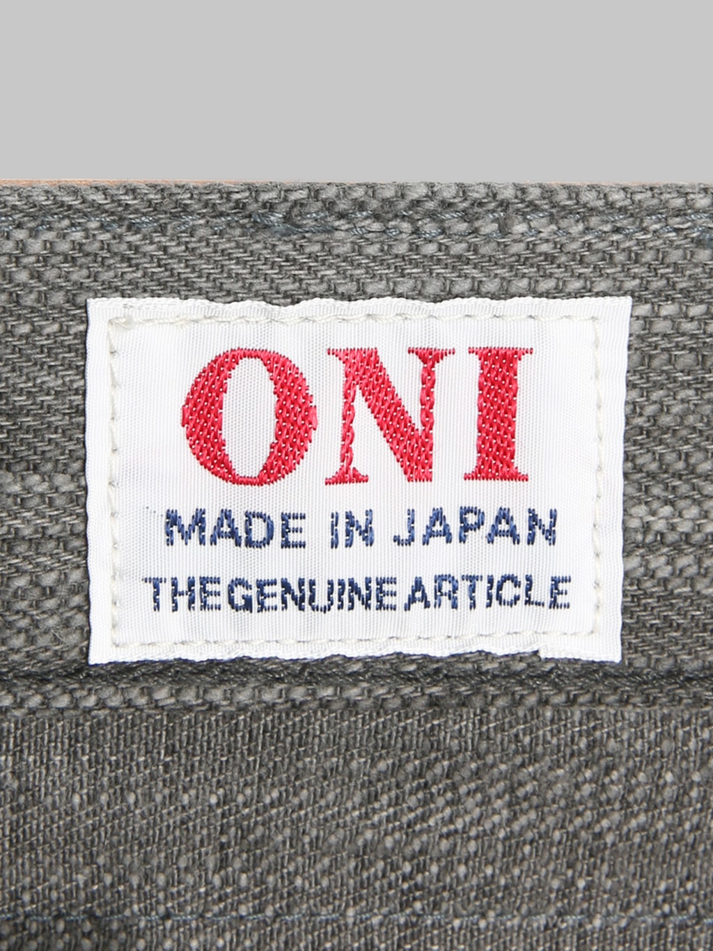 ONI Denim 275 20oz Awa Sumi Regular Straight Jeans logo tag