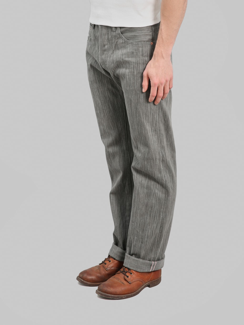 ONI Denim 275 20oz Awa Sumi Regular Straight Jeans side fit
