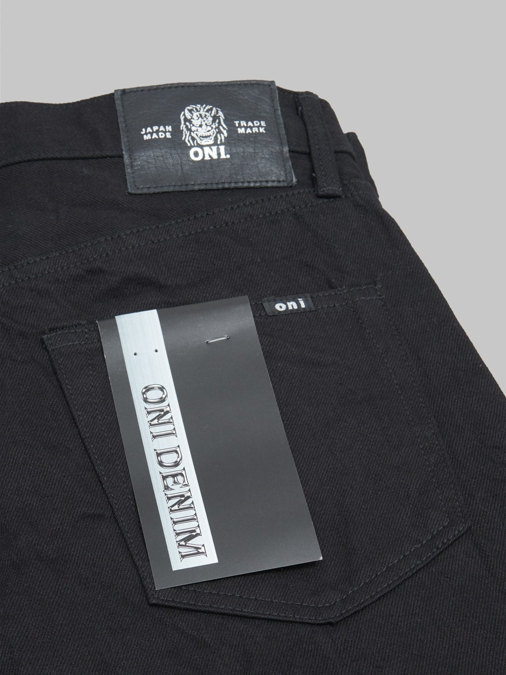 oni 286 jet black denim 13oz neat straight selvedge jeans pocket flashser