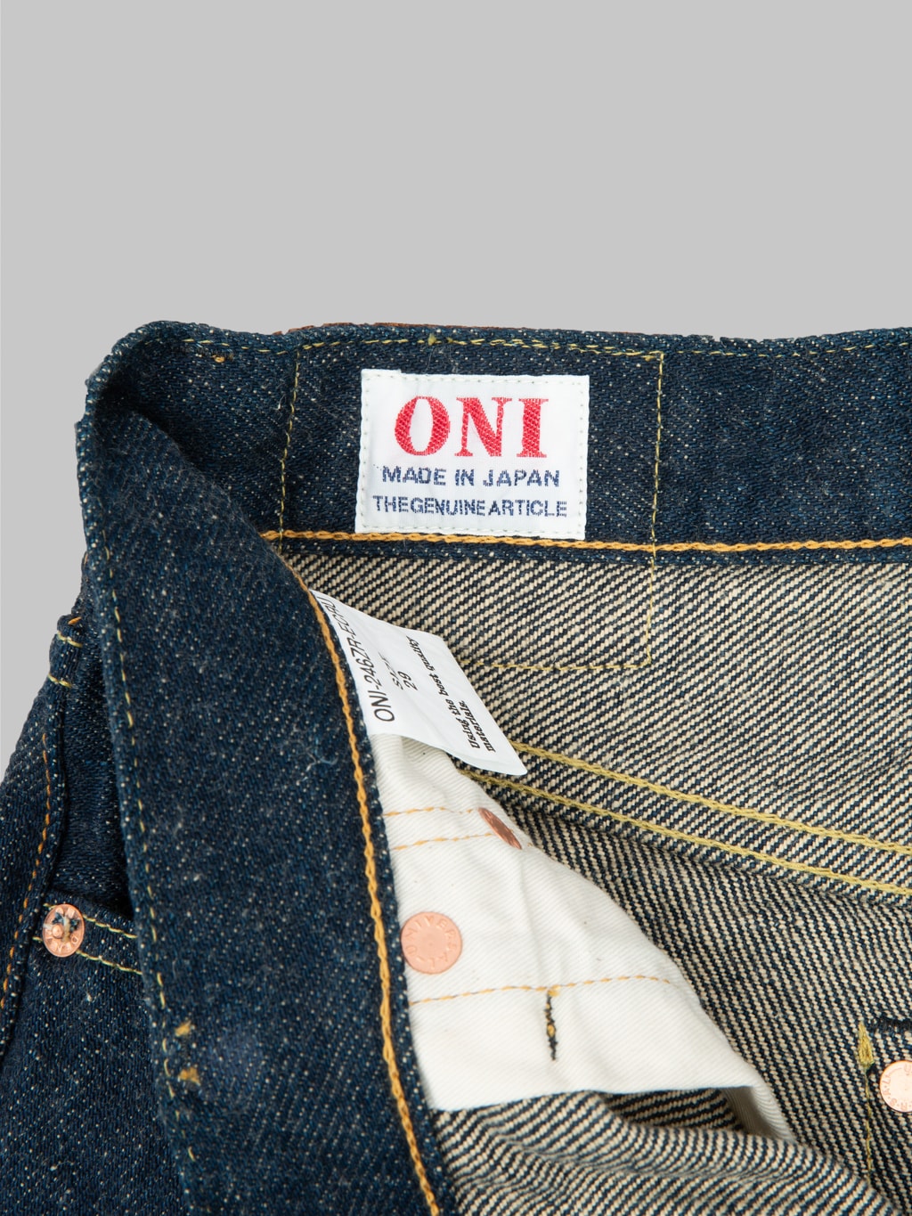 oni 288 secret denim ecru weft 20oz regular straight jeans interior