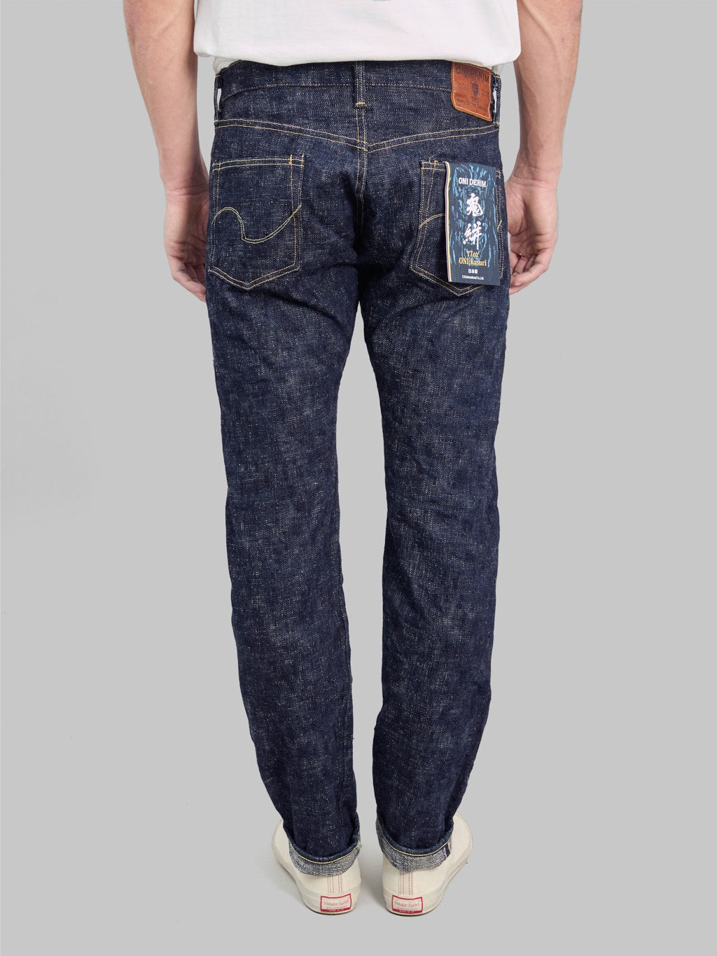 oni 622 kasuri 17oz selvedge denim relaxed tapered jeans back fit