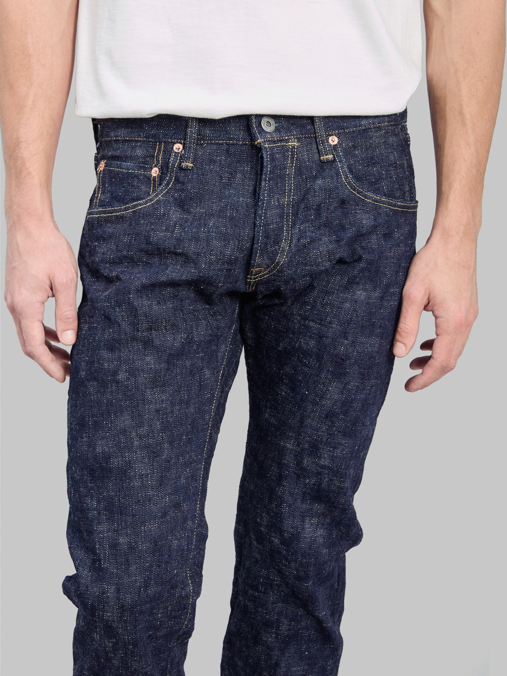 oni 622 kasuri 17oz selvedge denim relaxed tapered jeans waist