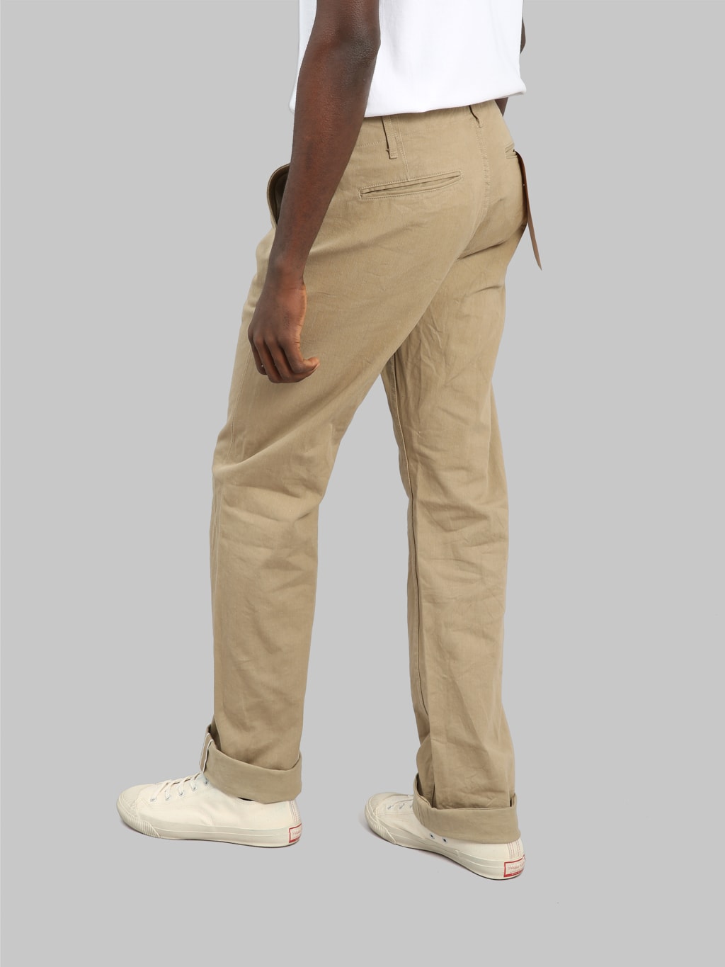 oni 737 selvedge chino trouser khaki beige wide fitting