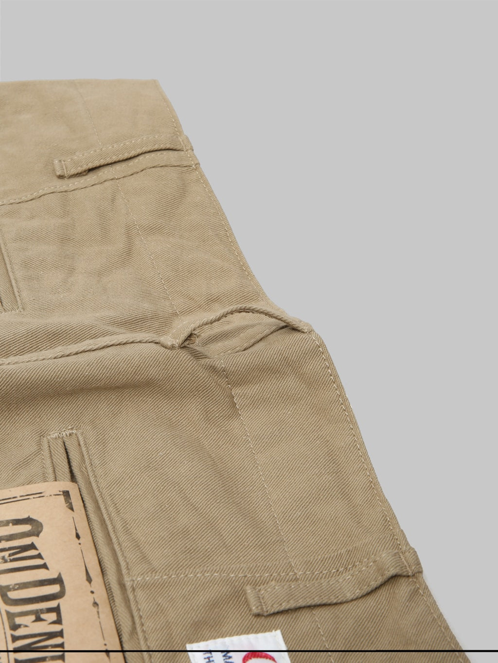 oni 737 selvedge chino trouser khaki beige wide belt loop