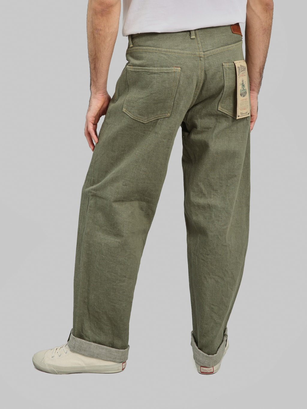 ONI Denim 822OLD18 Olive Denim Super Wide Olive Jeans back fit