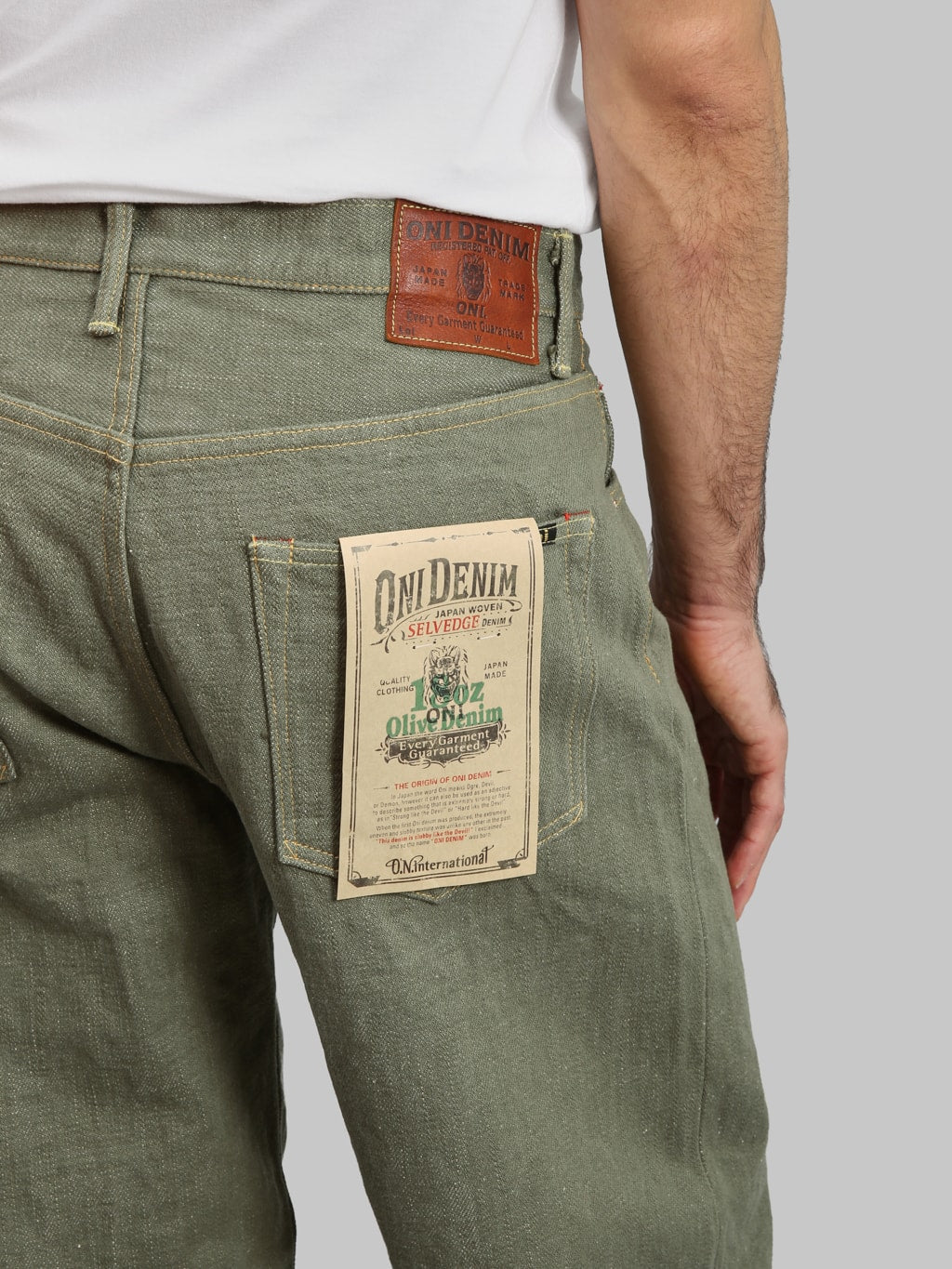 ONI Denim 822OLD18 Olive Denim Super Wide Olive Jeans pocket