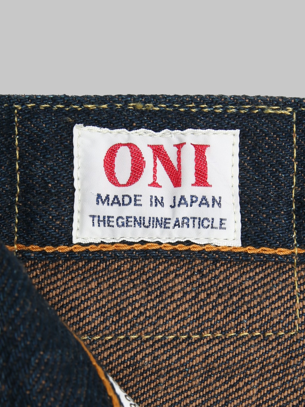 ONI Denim 822ZRLBR Secret Denim Brown Weft Wide Tapered Jeans tag