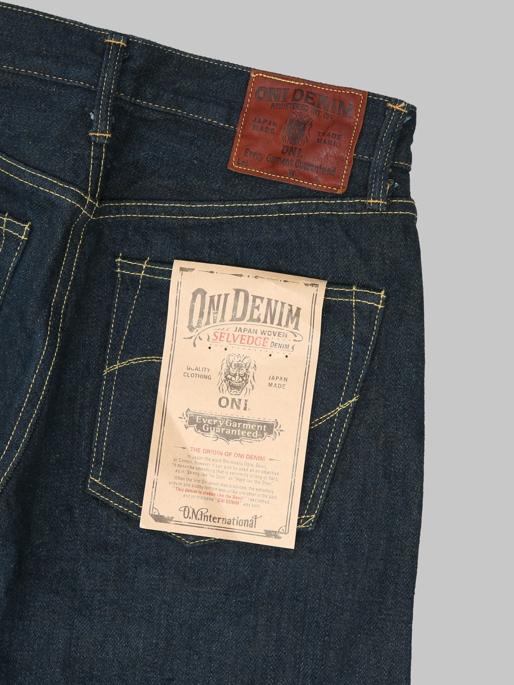 ONI Denim 822ZROLV Secret Denim Olive Weft Wide Tapered pocket flasher