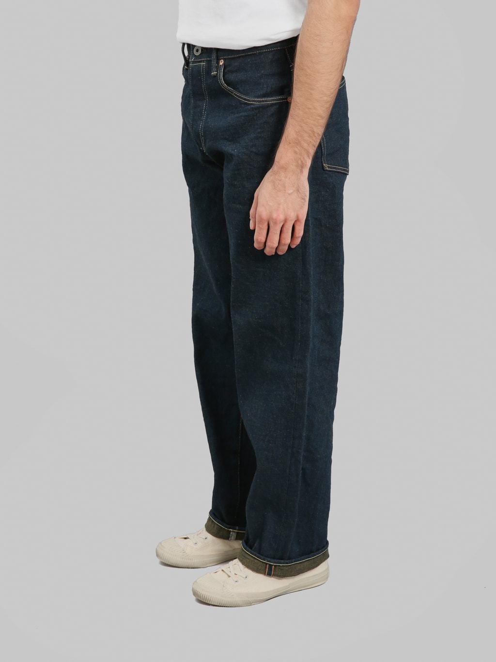 ONI Denim 822ZROLV Secret Denim Olive Weft Wide Tapered side