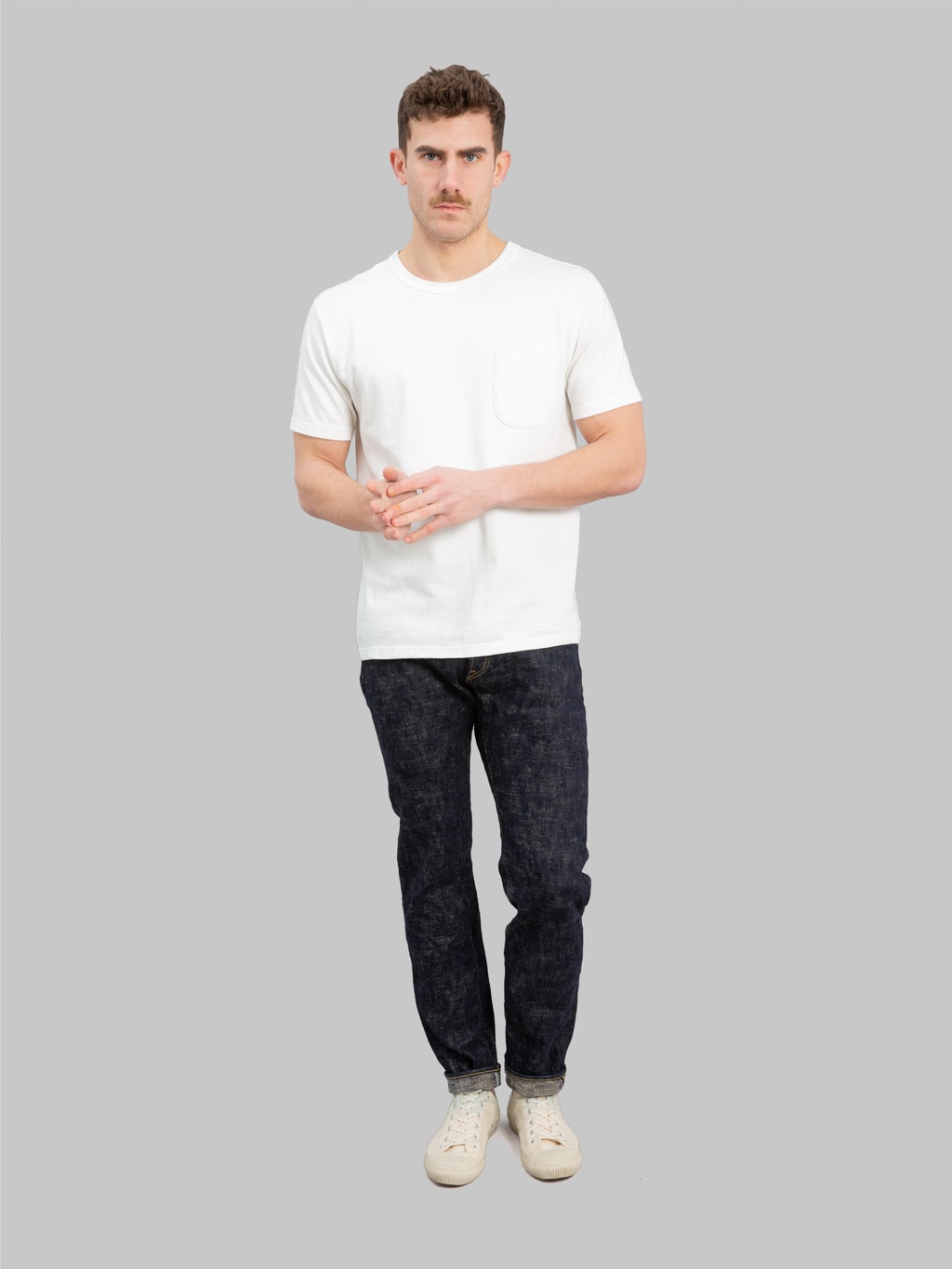 oni 902 kasuri 17oz selvedge denim high rise relaxed tapered jeans styled