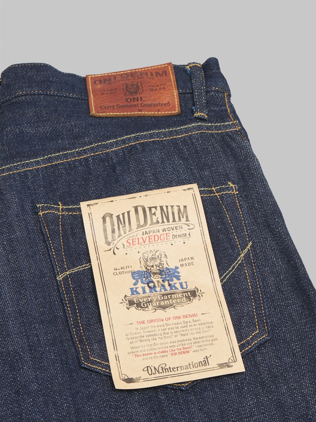 ONI Denim 022 KI Kiraku 12oz Relax Straight Jeans  pocket flasher