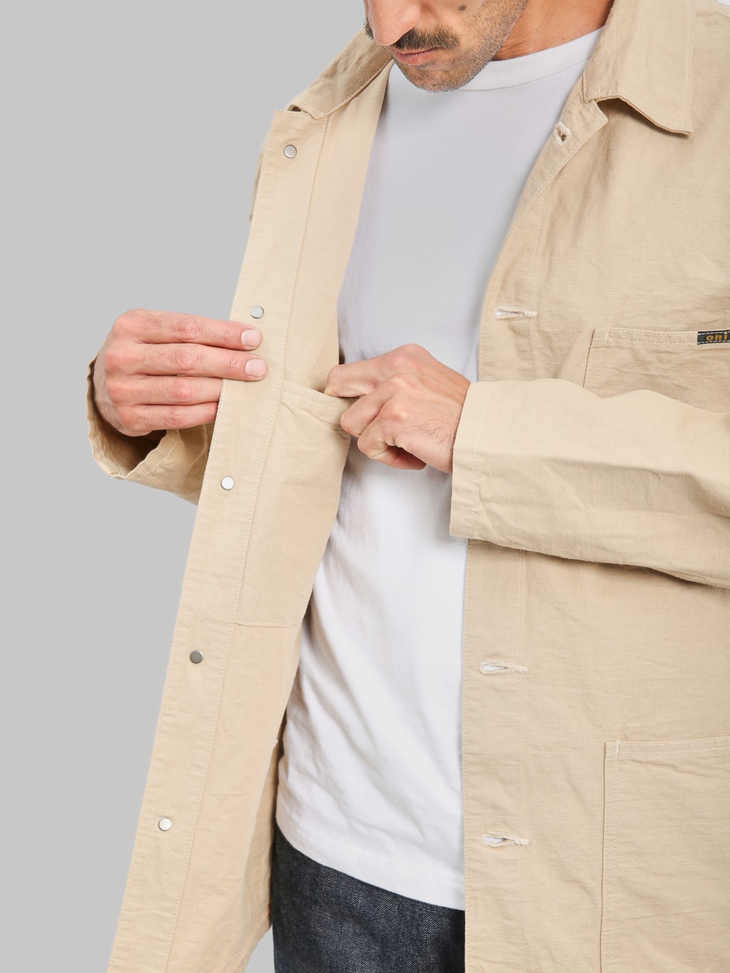 ONI Denim 03500-8CBE 8oz Chambray Beige Coverall