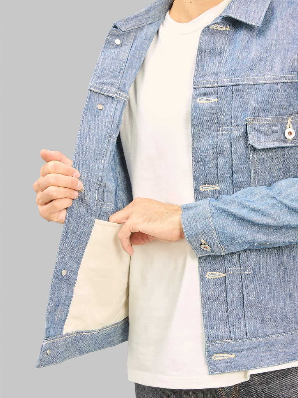 ONI Denim 02516P 13oz Super Heavy Chambray Type 2 Jacket inner pocket