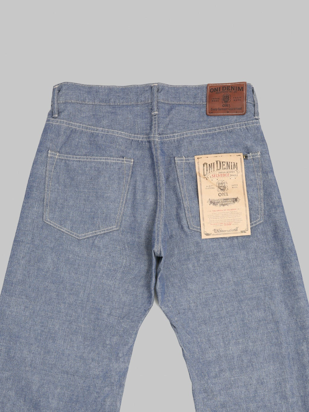 ONI Denim 200 HCSV  Selvedge Chambray 8oz Wide Straight Jeans back details