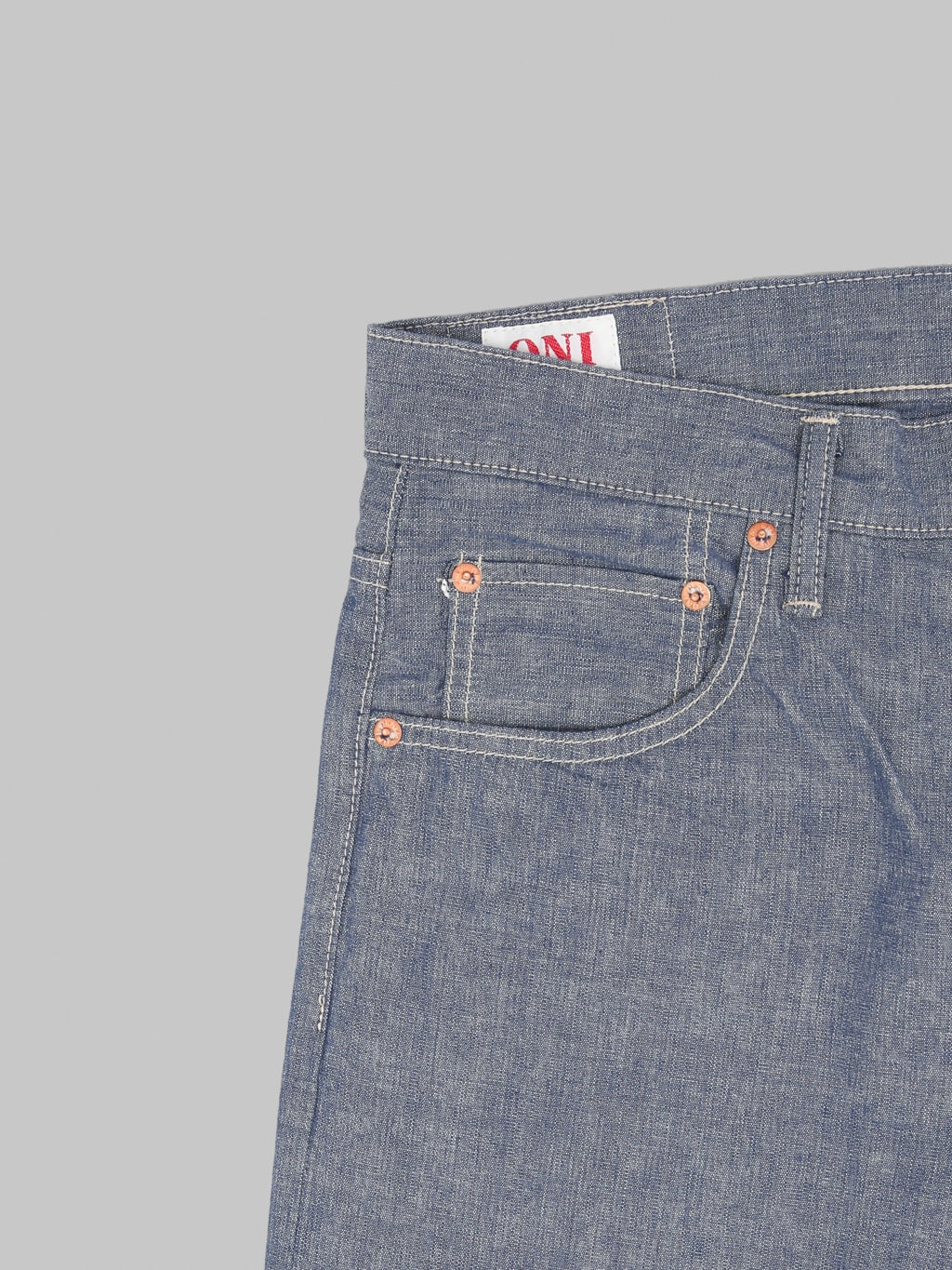 ONI Denim 200 HCSV  Selvedge Chambray 8oz Wide Straight Jeans coin pocket