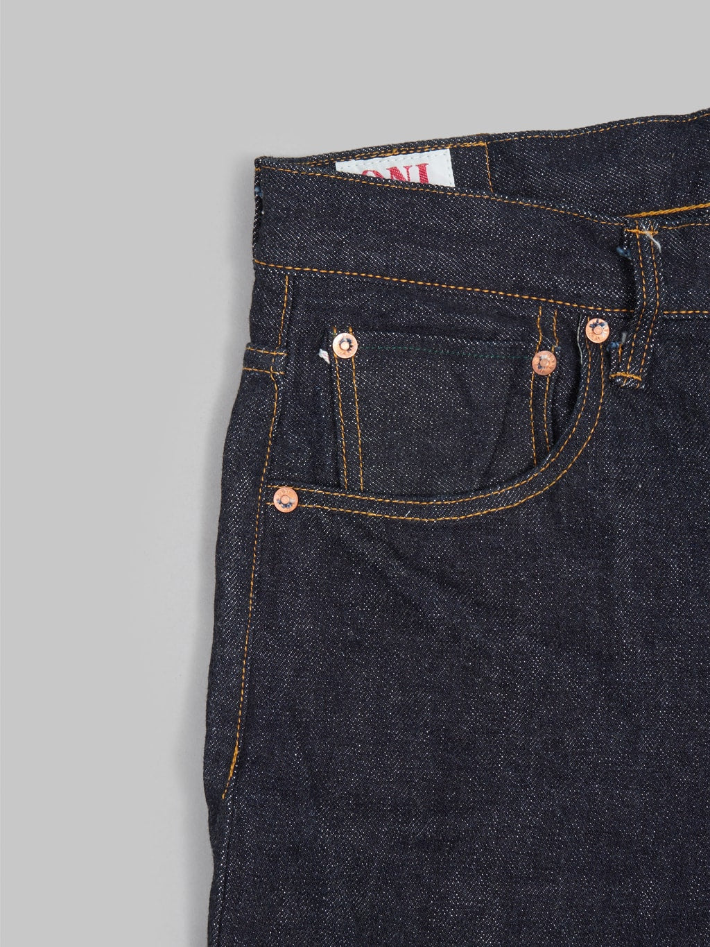 oni denim 266 low tension 15oz relax straight selvedge jeans coin pocket