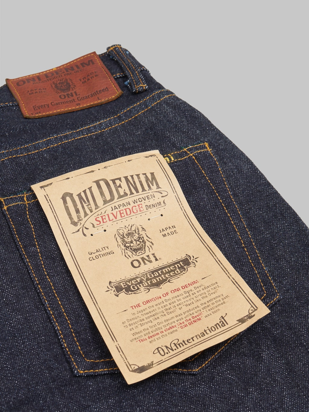 oni denim 266 low tension 15oz relax straight selvedge jeans pocket flasher