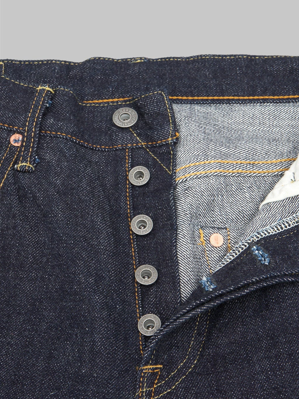 oni denim 266 low tension 15oz relax straight selvedge jeans buttons