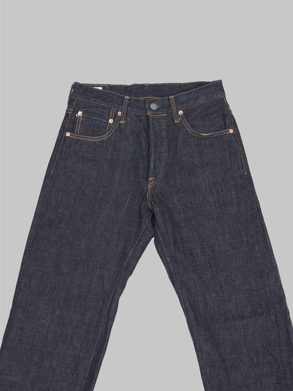 oni denim 266 low tension 15oz relax straight selvedge jeans front details