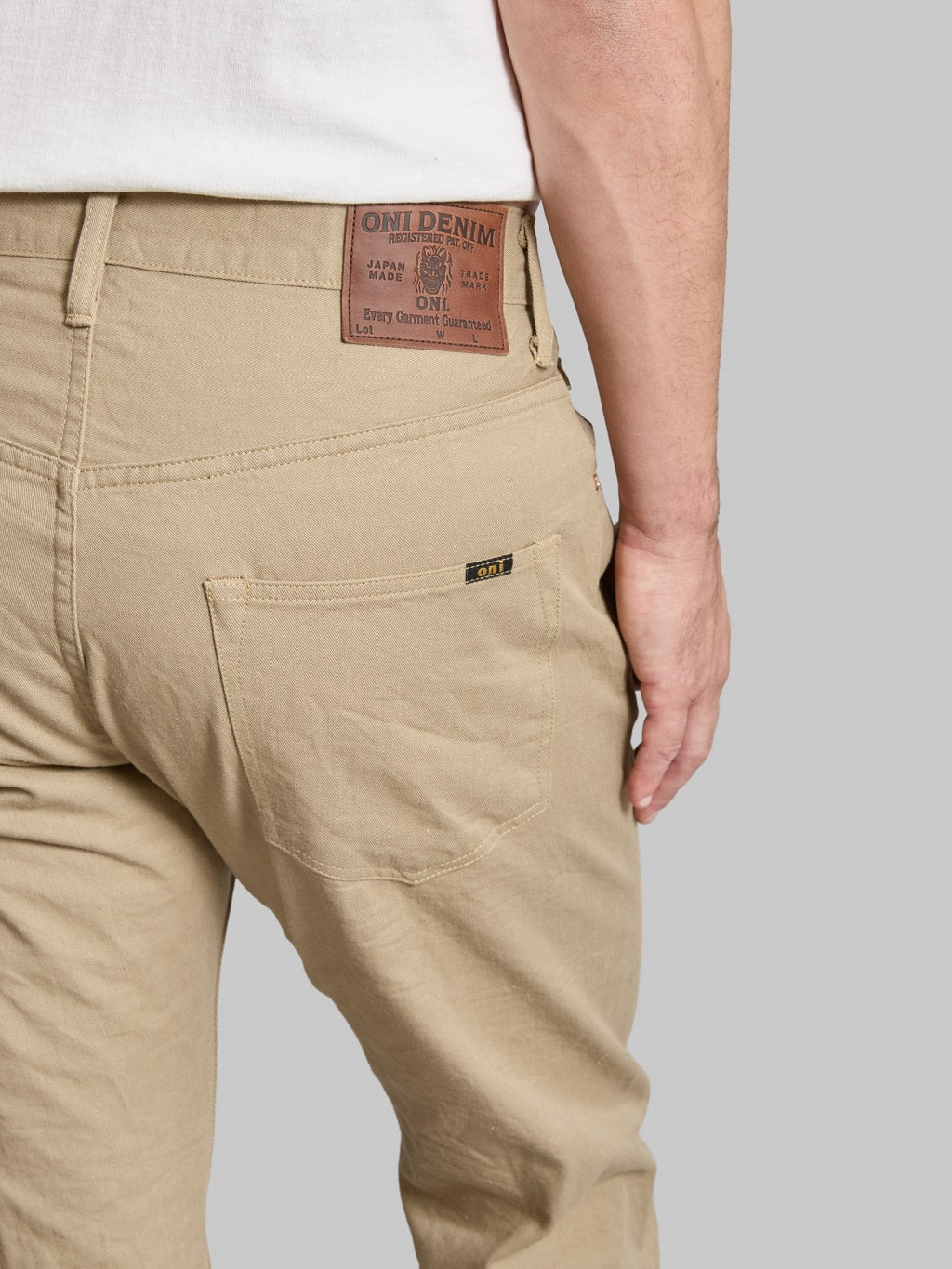 ONI Denim 271-SVCKB Just Right Straight Selvedge Chino Cloth Khaki Beige Jeans
