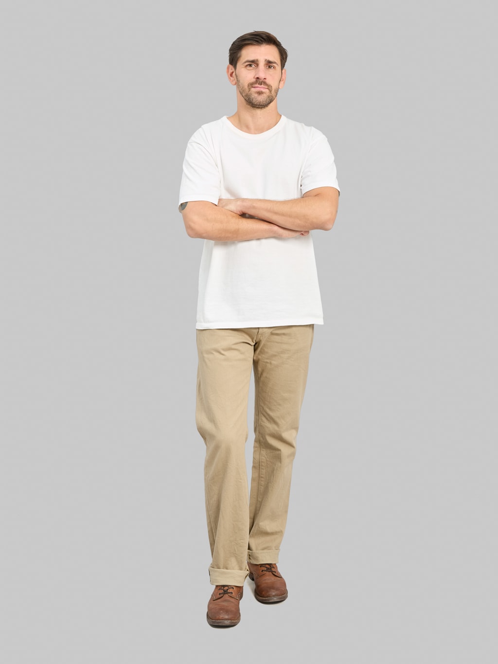 ONI Denim 271-SVCKB Just Right Straight Selvedge Chino Cloth Khaki Beige Jeans
