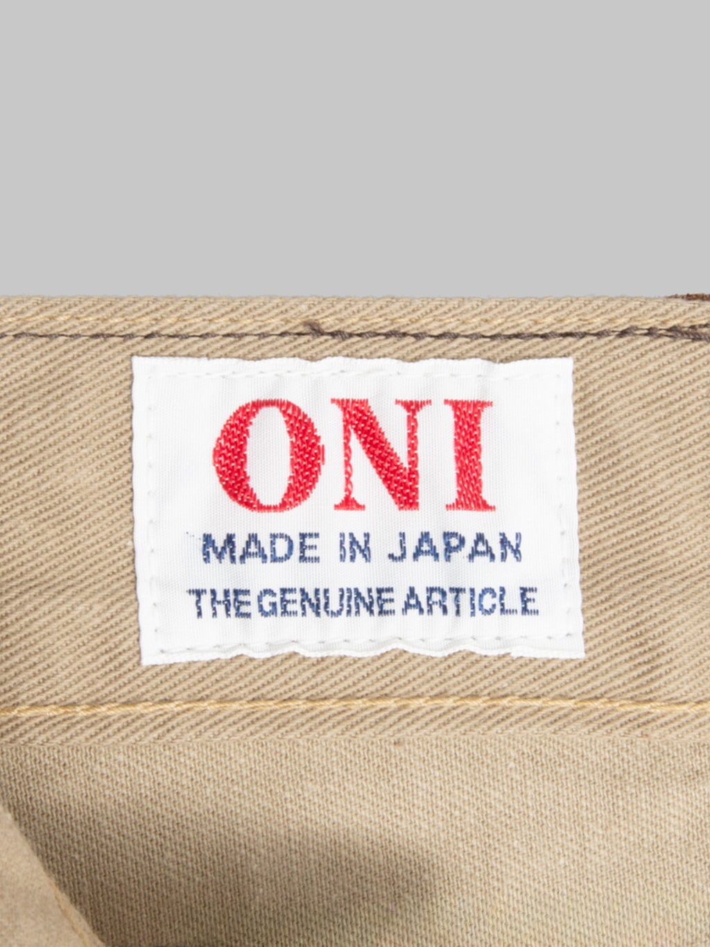ONI Denim 271-SVCKB Just Right Straight Selvedge Chino Cloth Khaki Beige Jeans