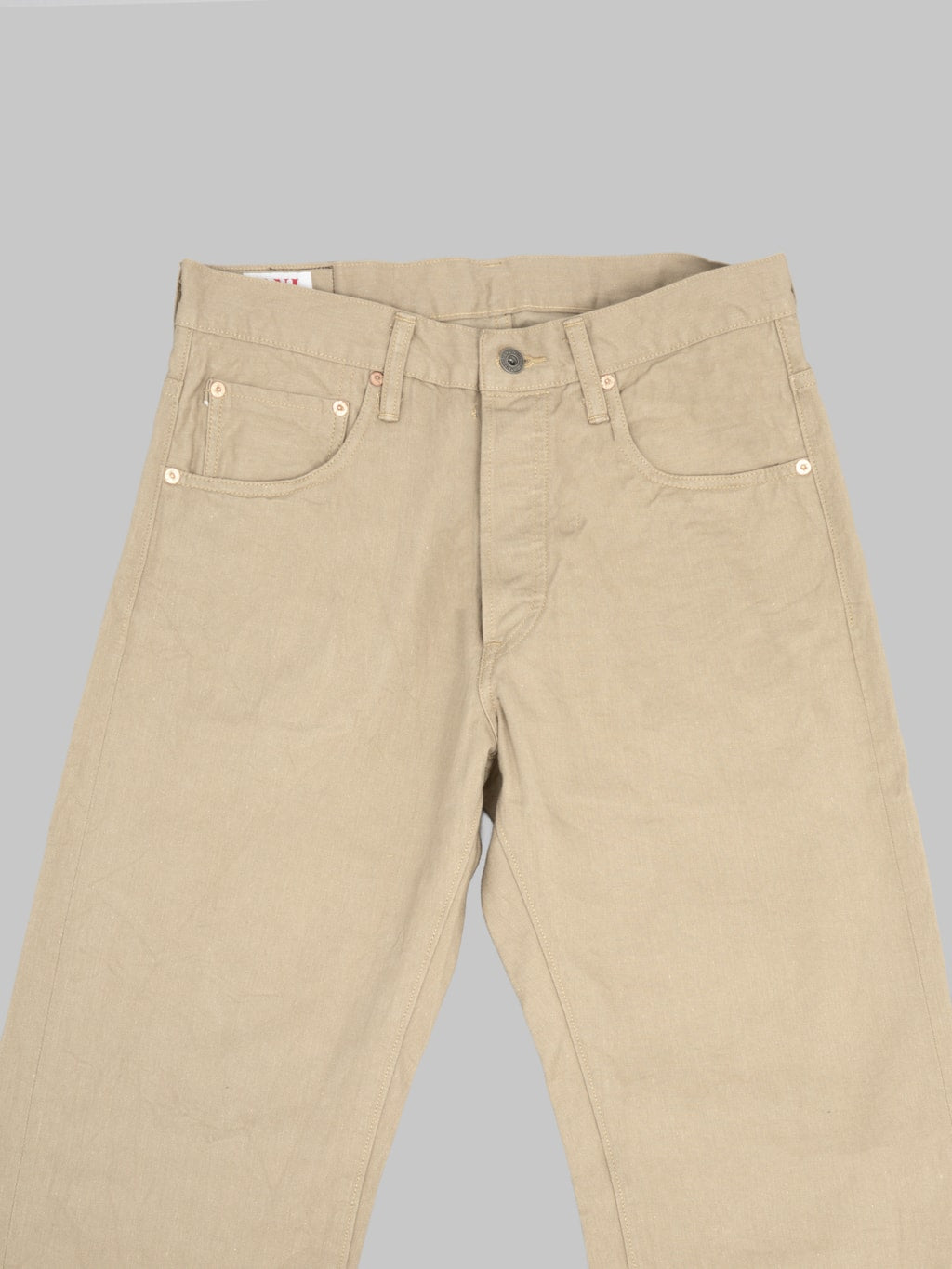 ONI Denim 271-SVCKB Just Right Straight Selvedge Chino Cloth Khaki Beige Jeans