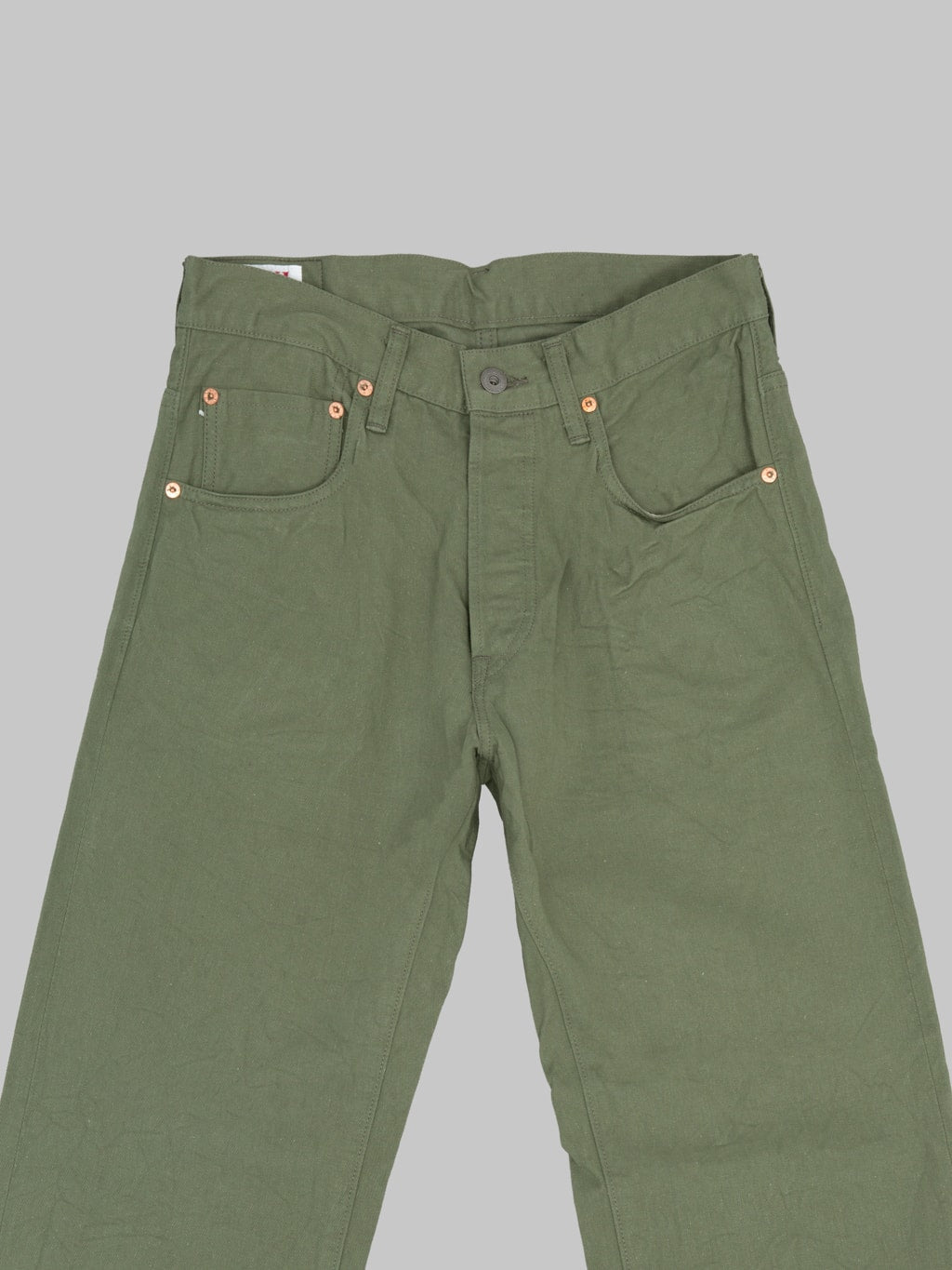 ONI Denim 271-SVCOL Just Right Straight Selvedge Chino Cloth Olive Jeans