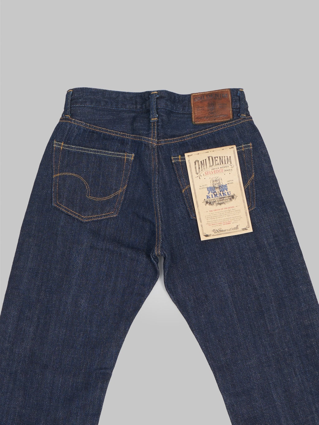 oni denim 702 kiraku ladies 12oz selvedge jeans back pockets