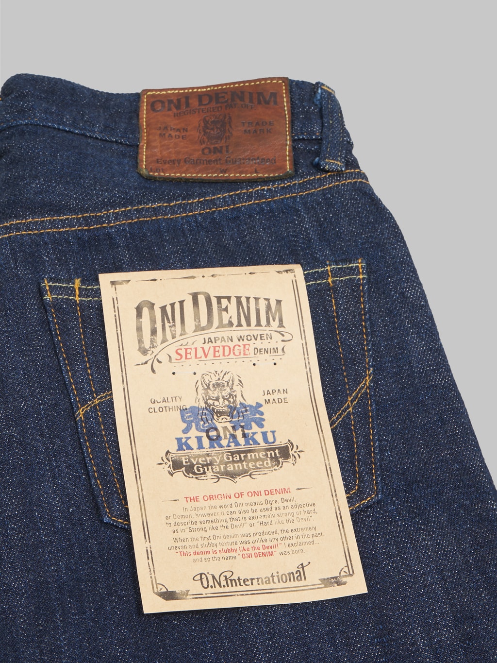 oni denim 702 kiraku ladies 12oz selvedge jeans pocket flasher