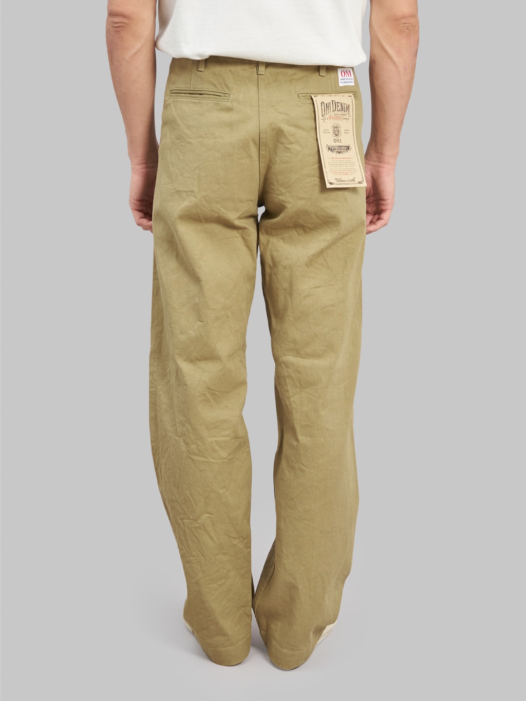 oni 777 british drill wide selvedge trousers back fit