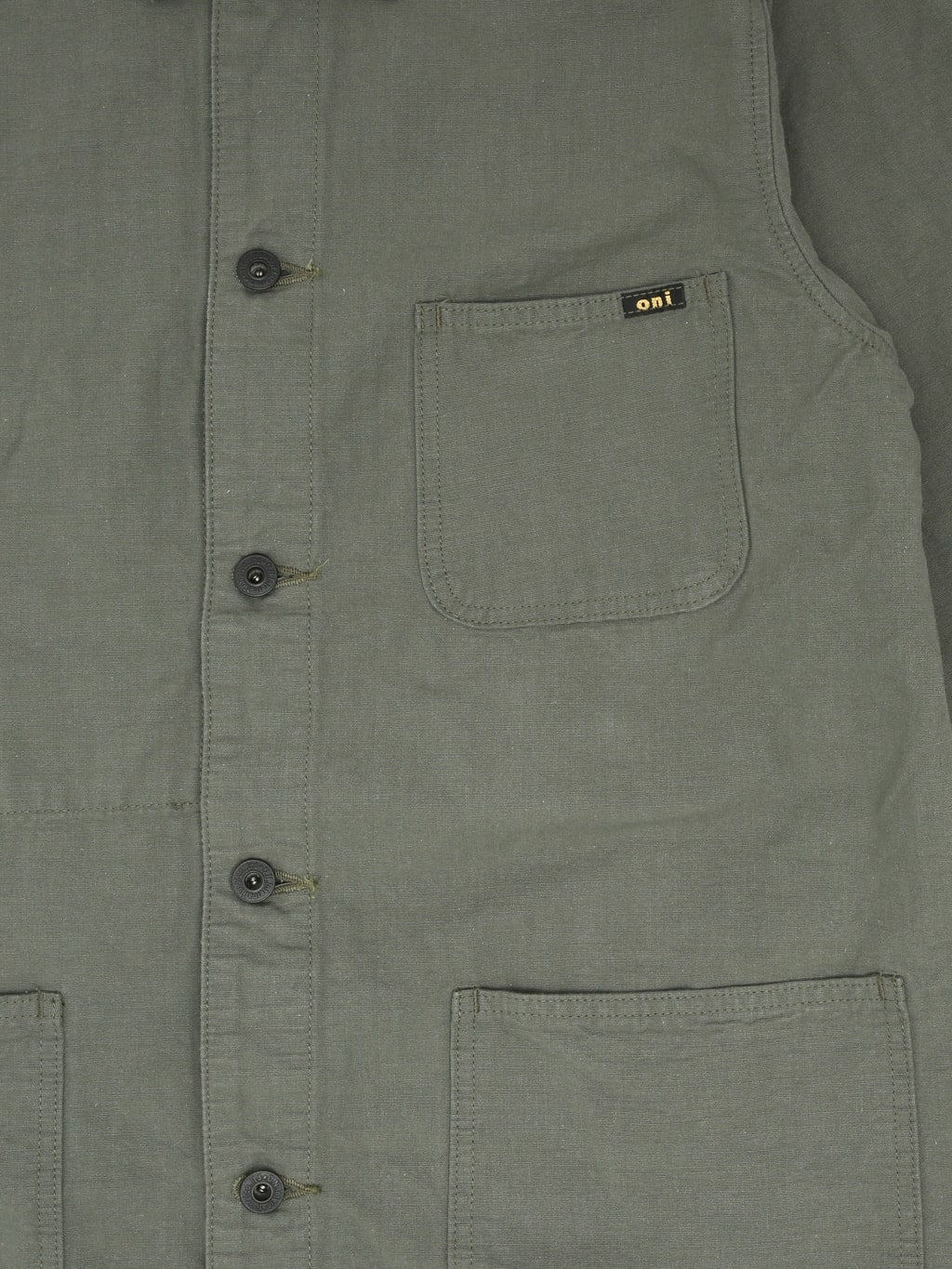 ONI Denim 03500 8GG Beta Chambray Green Gray 8oz Coverall brand tag