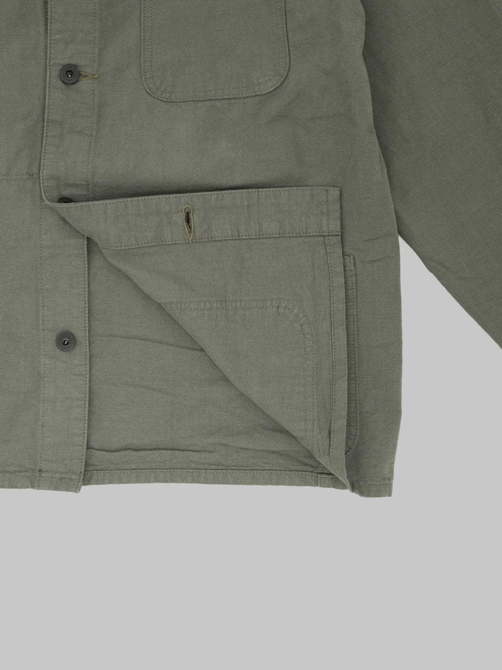 ONI Denim 03500 8GG Beta Chambray Green Gray 8oz Coverall interior fabric