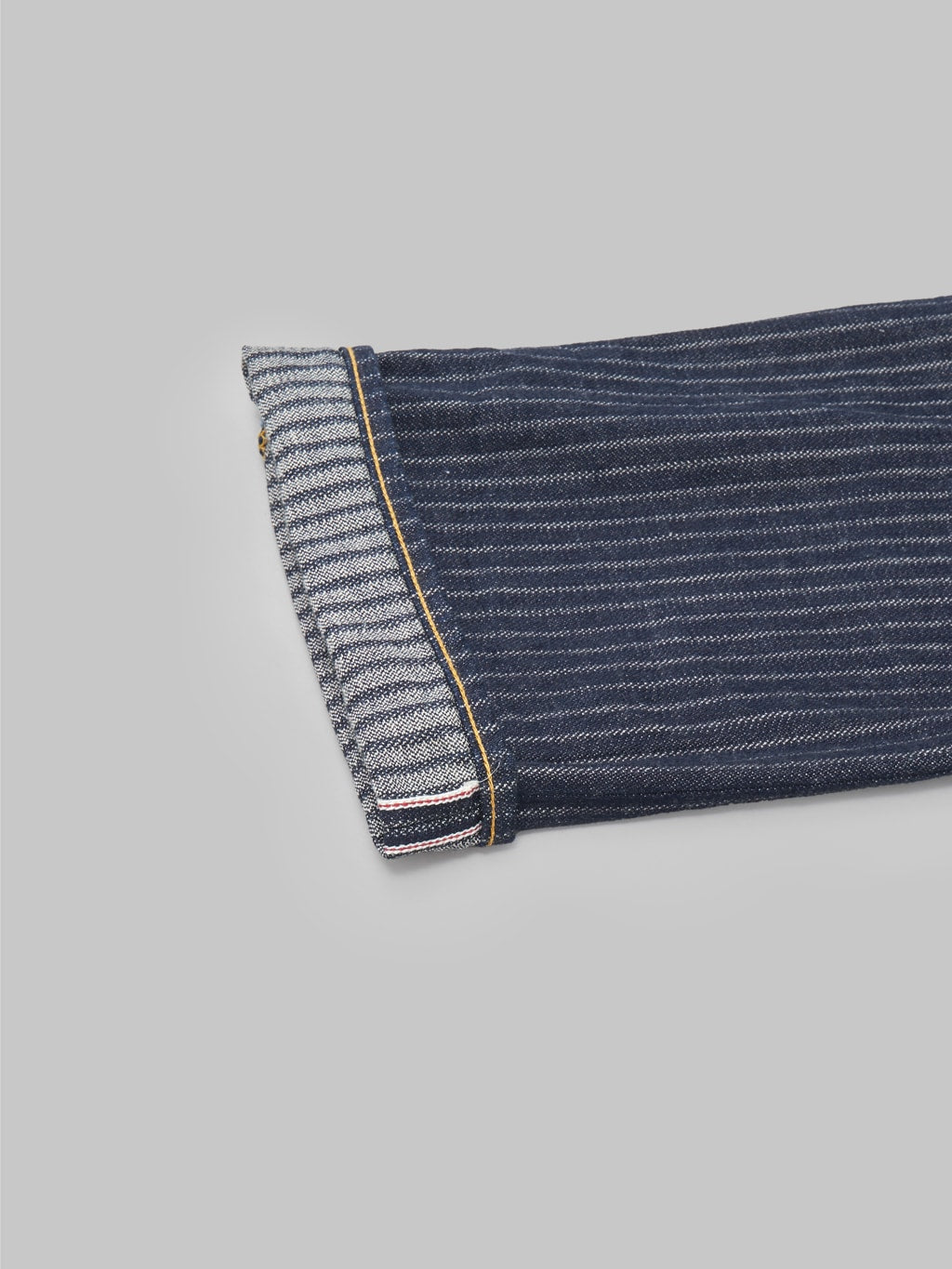 oni drop needle stitching  jacquard striped relax straight selevdge jeans fabric