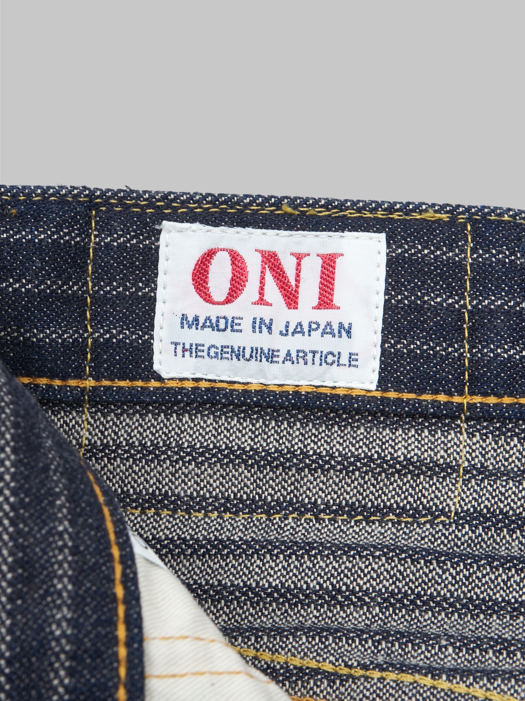 oni drop needle stitching  jacquard striped relax straight selevdge jeans interior label