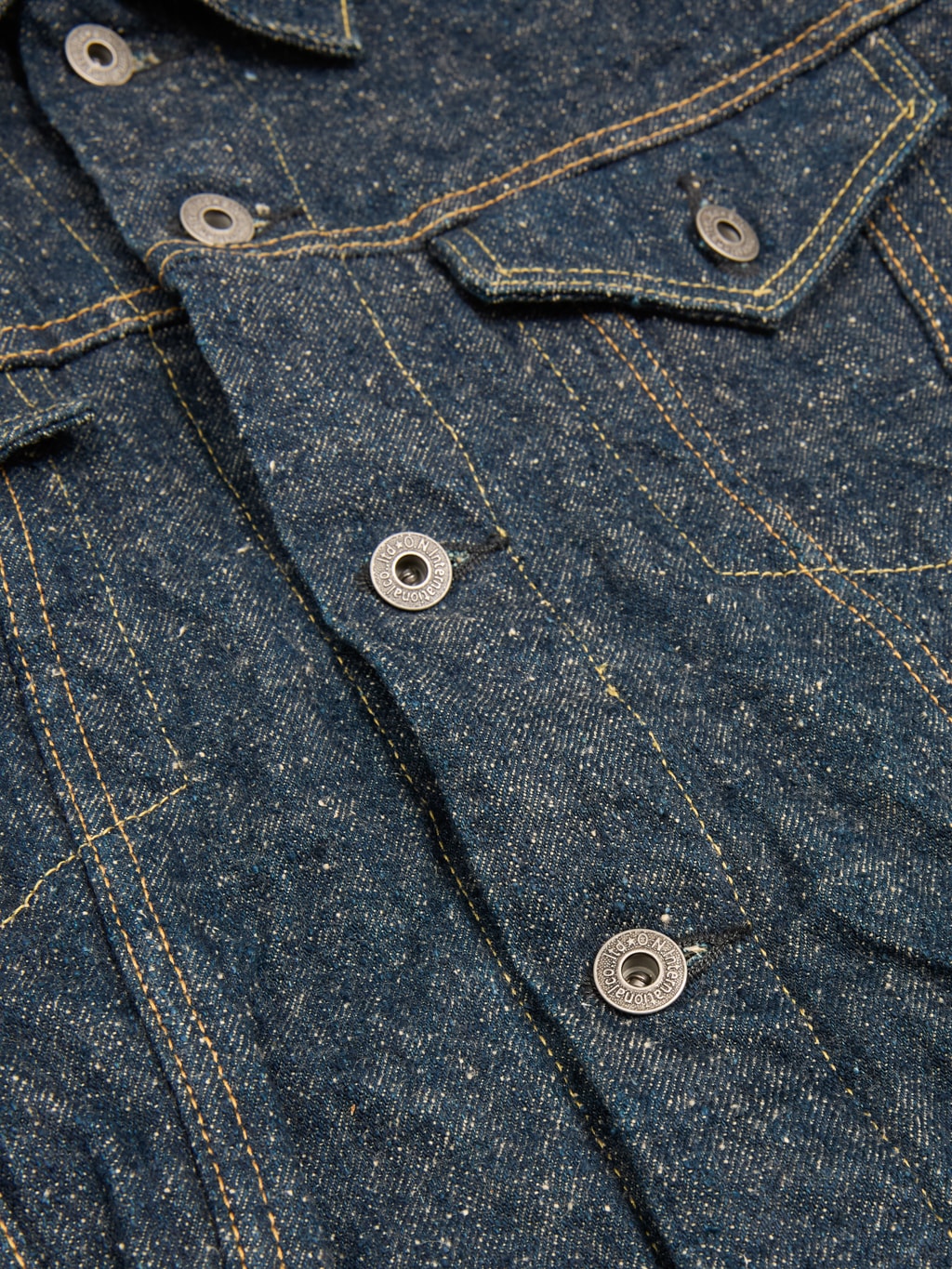 oni kabuki crushed concrete denim type 3 selvedge jacket buttons