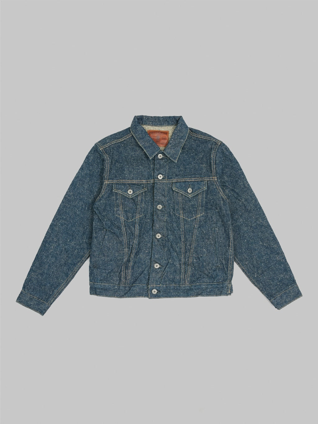 oni kabuki crushed concrete denim type 3 selvedge jacket front