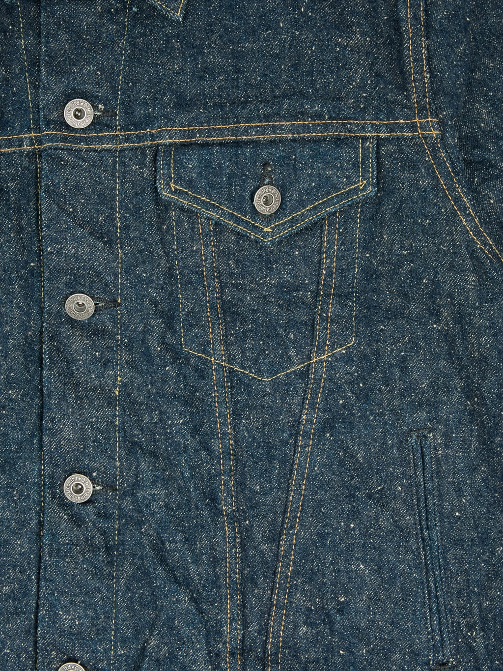 oni kabuki crushed concrete denim type 3 selvedge jacket closeup