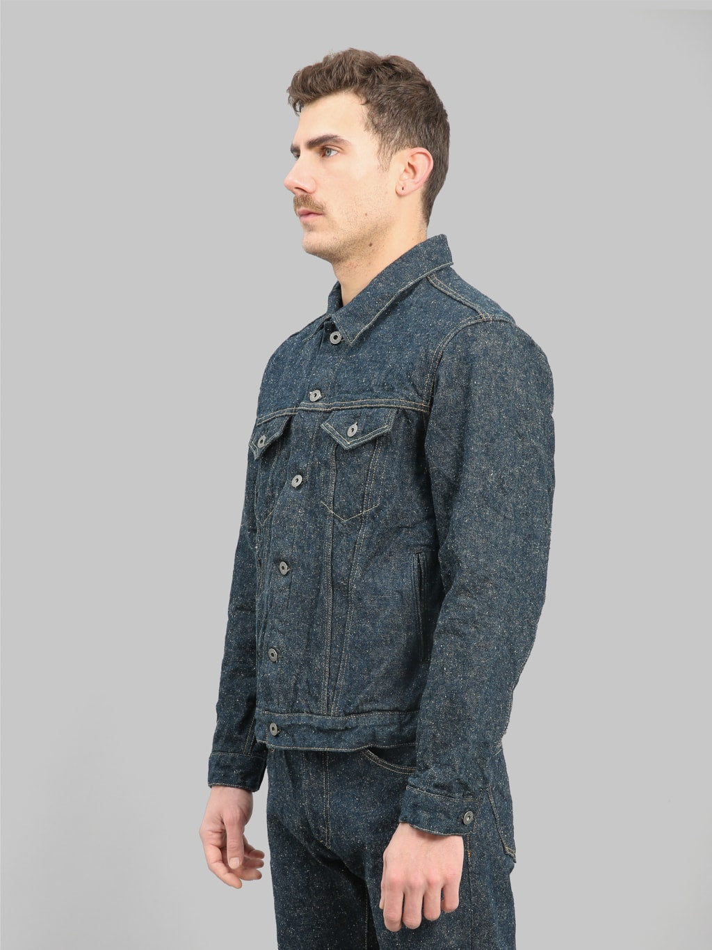 oni kabuki crushed concrete denim type 3 selvedge jacket side fit