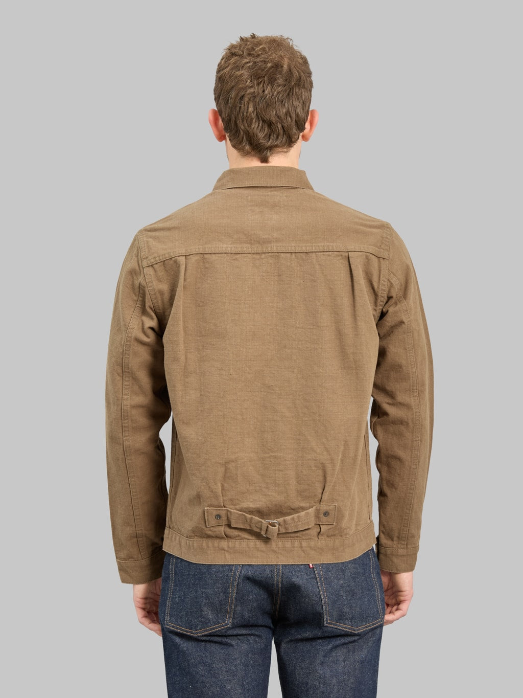 ONI Denim 01507L HOXBRK 13oz Type Ⅰ Jacket Brown Khaki back fit
