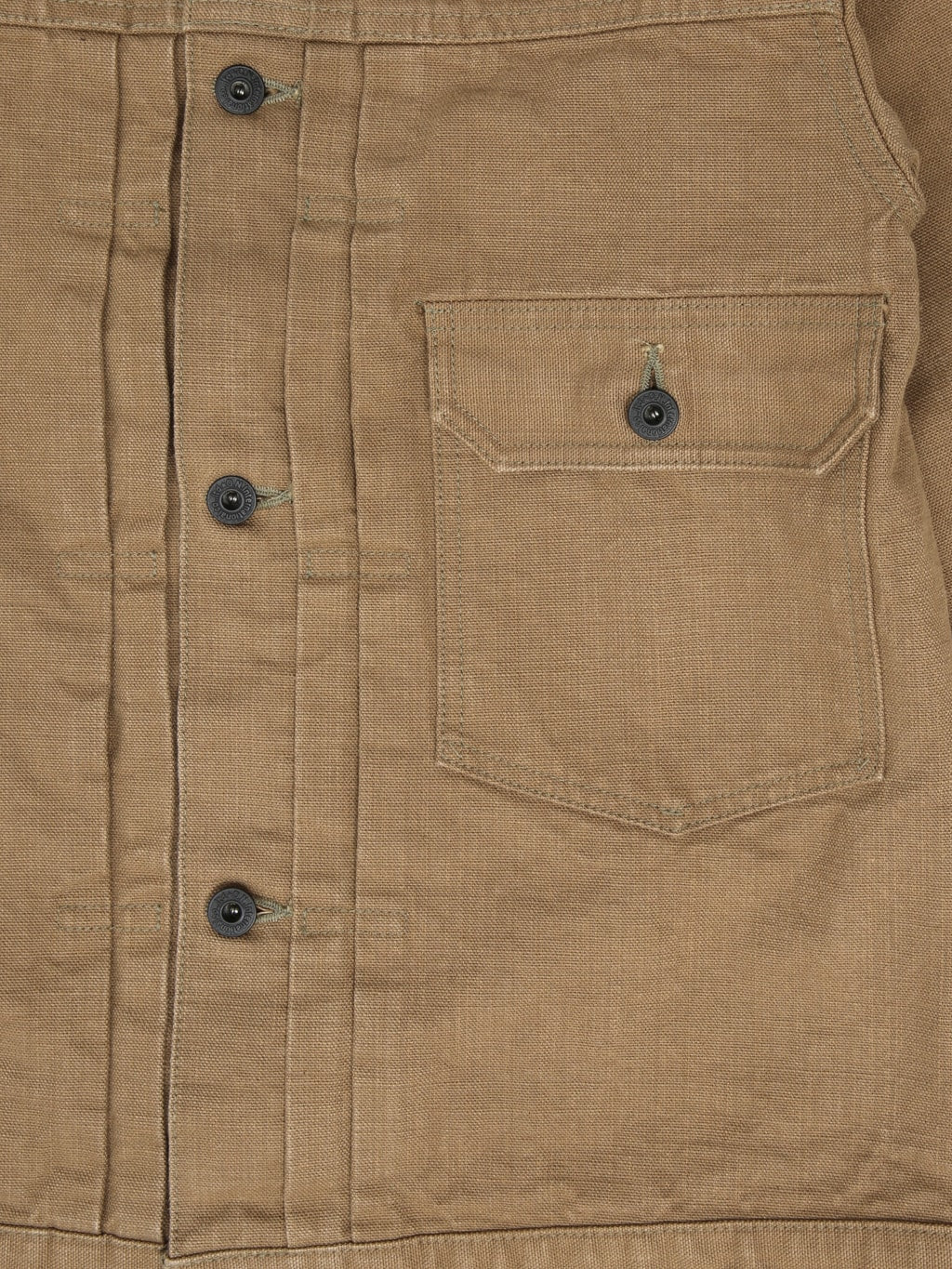 ONI Denim 01507L HOXBRK 13oz Type Ⅰ Jacket Brown Khaki front pocket