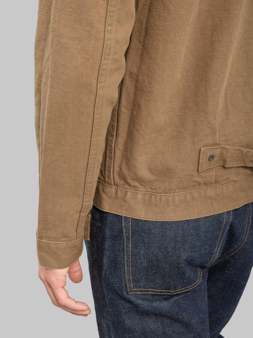 ONI Denim 01507L HOXBRK 13oz Type Ⅰ Jacket Brown Khaki hem